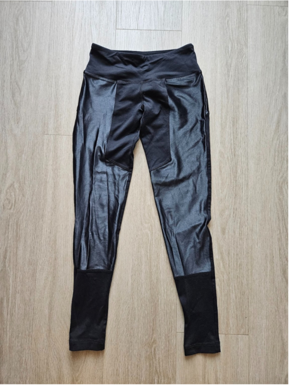 Koral By Ilana Kugel High Rise Black Leggings with Shine Size S Made In USA